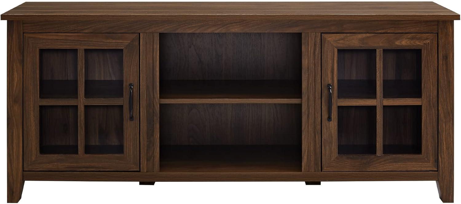 imageWalker Edison Dakota Modern Farmhouse 2 Glass Door Stand for TVs up to 65 Inches 58 Inch Dark Walnut