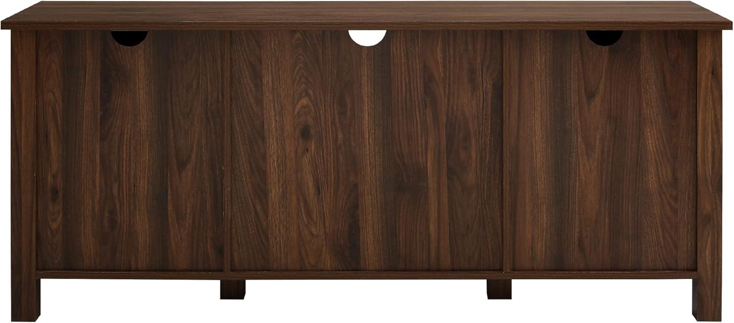 imageWalker Edison Dakota Modern Farmhouse 2 Glass Door Stand for TVs up to 65 Inches 58 Inch Dark Walnut
