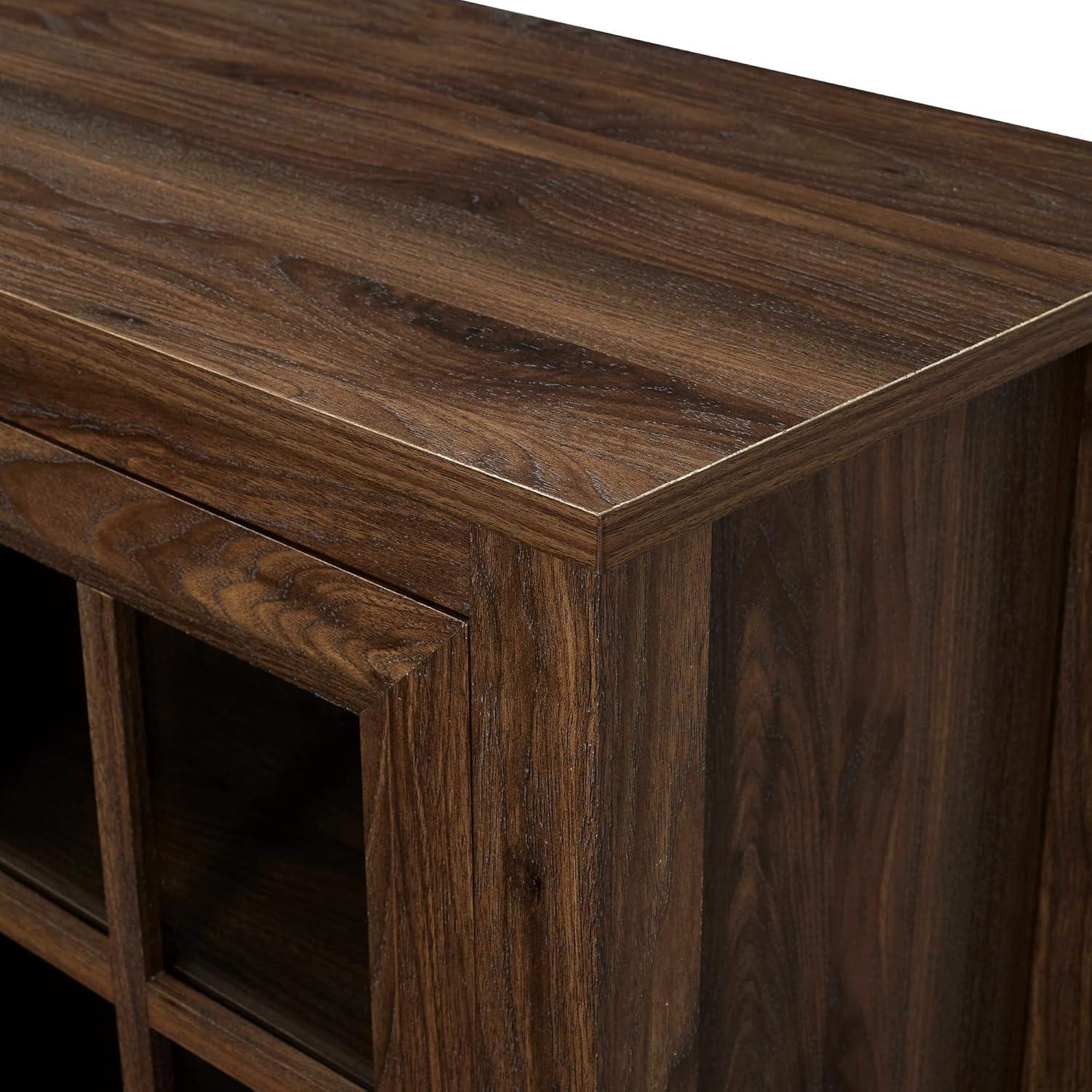 imageWalker Edison Dakota Modern Farmhouse 2 Glass Door Stand for TVs up to 65 Inches 58 Inch Dark Walnut