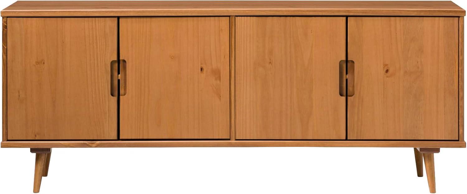 imageWalker Edison Genia MidCentury Modern Solid Wood Stand for TVs up to 65 Inches WalnutCaramel