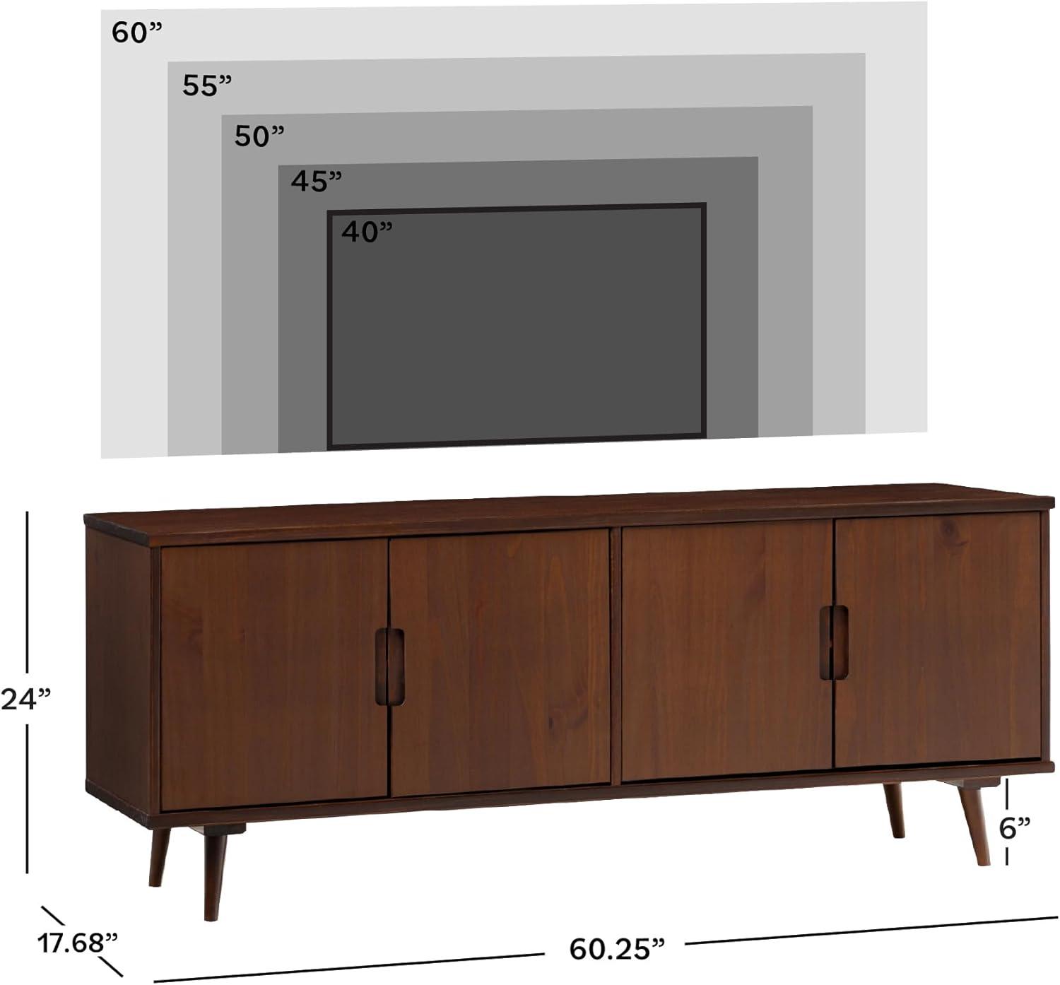 imageWalker Edison Genia MidCentury Modern Solid Wood Stand for TVs up to 65 Inches WalnutWalnut