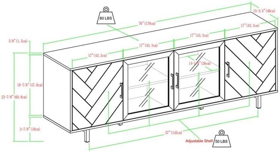 imageWalker Edison Harper Modern 4 Door Herringbone Stand for TVs up to 80 Inches 70 Inch Dark Walnut