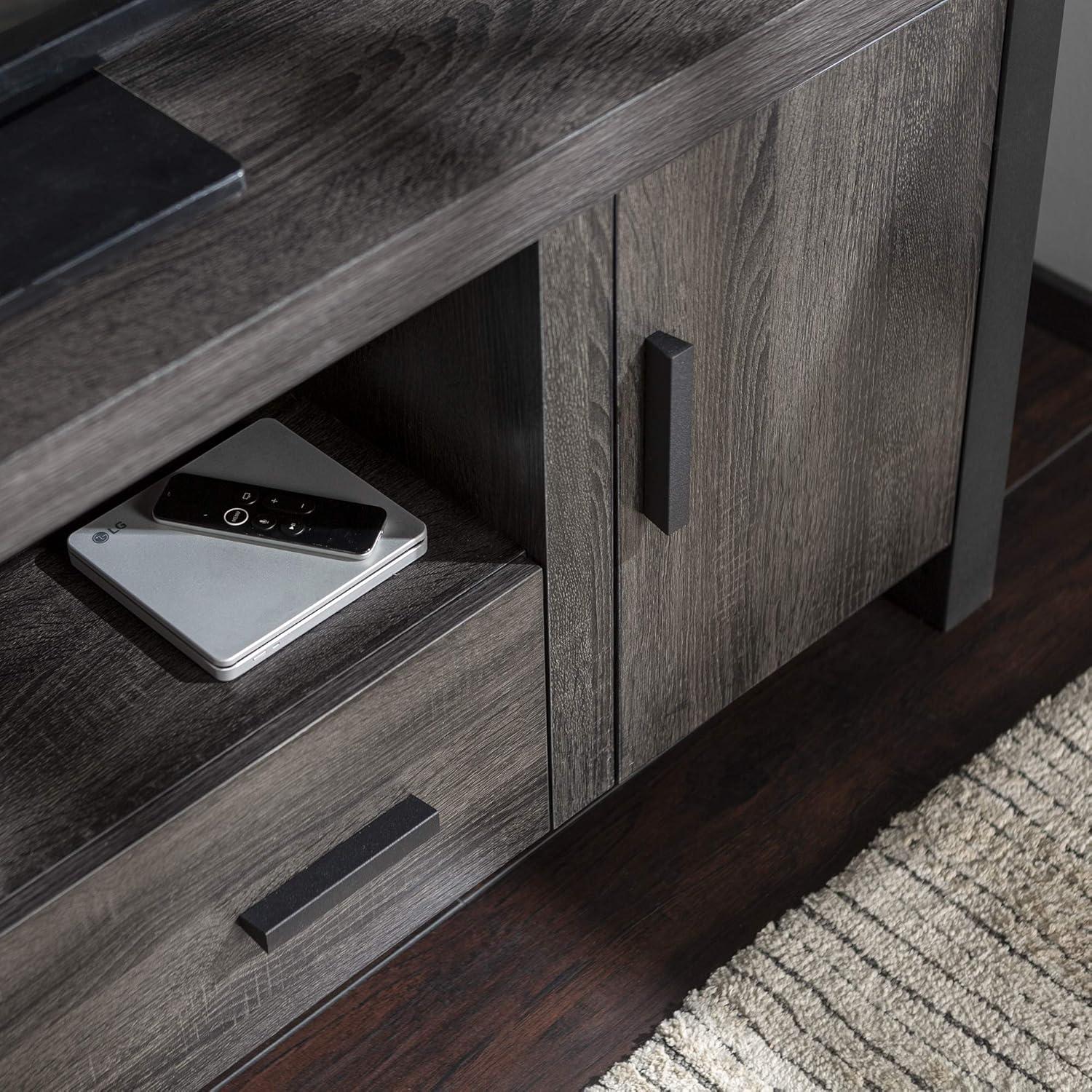 imageWalker Edison Industrial Modern Wood Universal TV Stand with Cabinet Doors for TVs up to 80quot Living Room Storage Shelves Entertainment Center 70 Inch CharcoalCharcoal