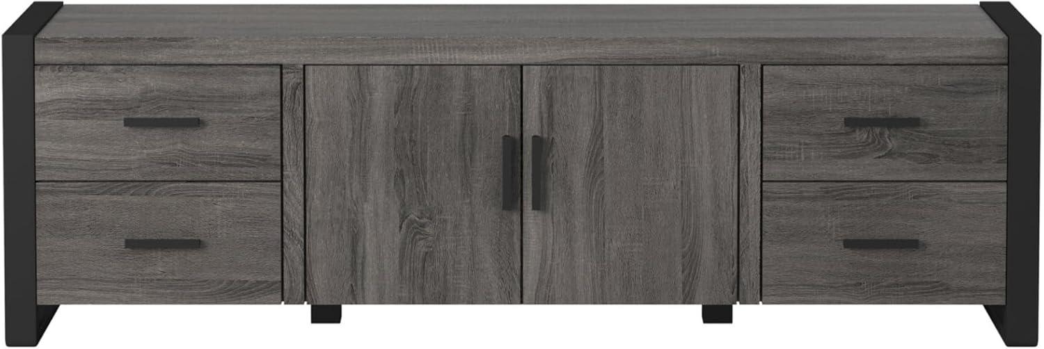 imageWalker Edison Industrial Modern Wood Universal TV Stand with Cabinet Doors for TVs up to 80quot Living Room Storage Shelves Entertainment Center 70 Inch CharcoalCharcoal