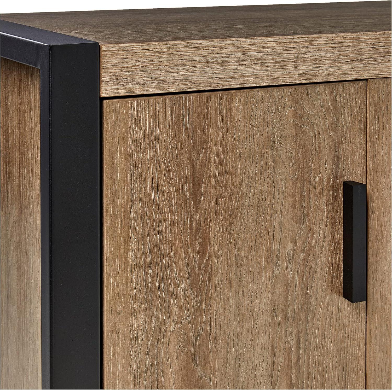 imageWalker Edison Industrial Modern Wood Universal TV Stand with Cabinet Doors for TVs up to 80quot Living Room Storage Shelves Entertainment Center 70 Inch CharcoalDriftwood