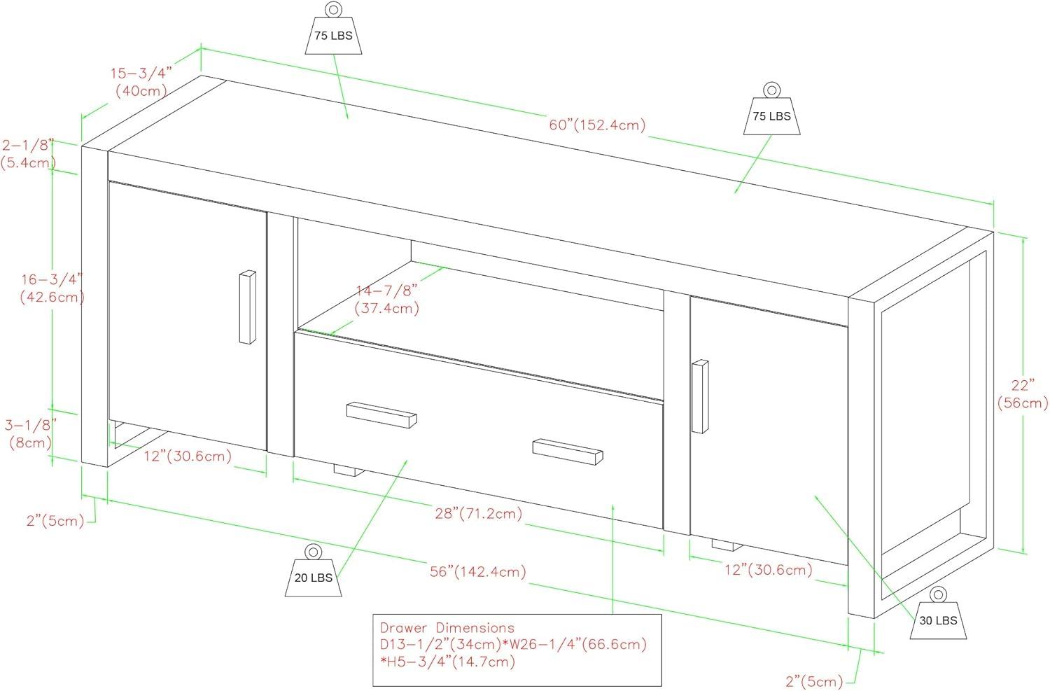 imageWalker Edison Industrial Modern Wood Universal TV Stand with Cabinet Doors for TVs up to 80quot Living Room Storage Shelves Entertainment Center 70 Inch CharcoalDriftwood