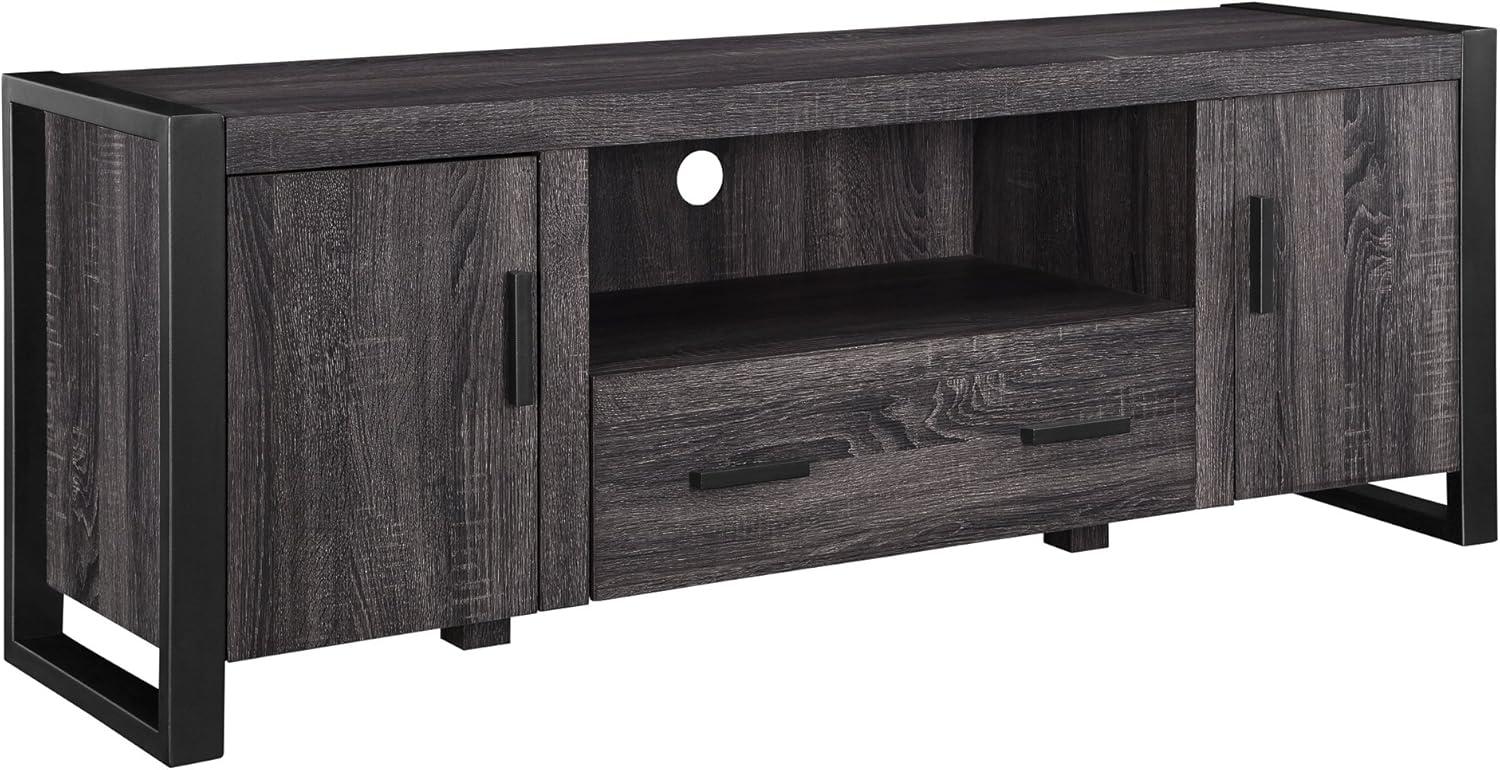imageWalker Edison Industrial Modern Wood Universal TV Stand with Cabinet Doors for TVs up to 80quot Living Room Storage Shelves Entertainment Center 70 Inch CharcoalCharcoal