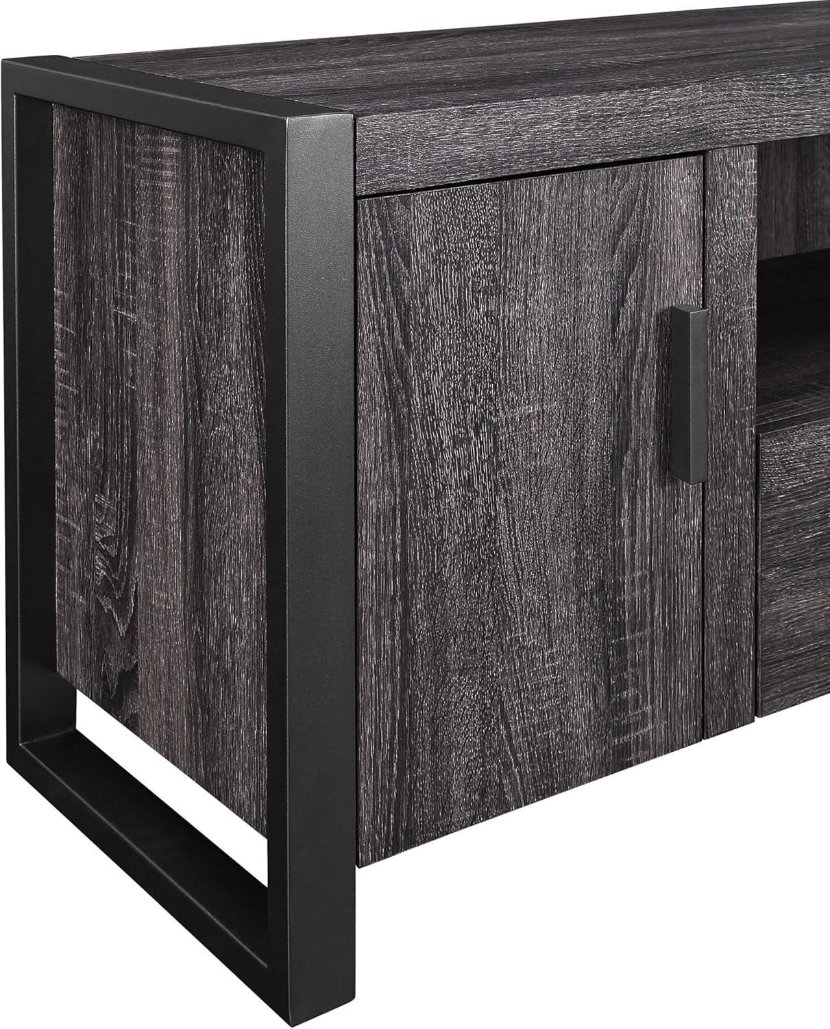 imageWalker Edison Industrial Modern Wood Universal TV Stand with Cabinet Doors for TVs up to 80quot Living Room Storage Shelves Entertainment Center 70 Inch CharcoalCharcoal
