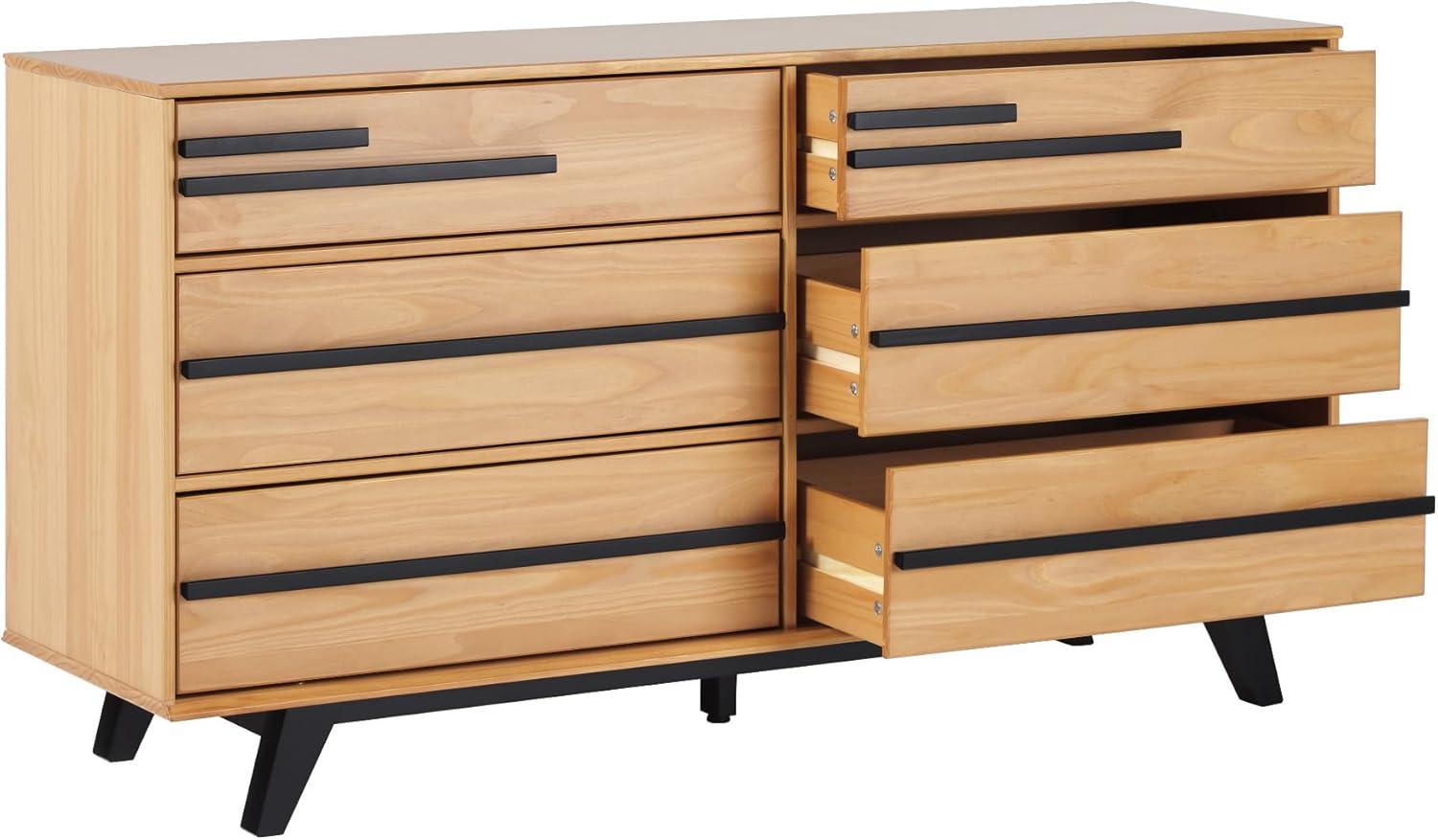 imageWalker Edison Malhia Contemporary Minimalist Solid Wood 6Drawer Dresser 60 Inch Natural Pine60 Inchnatural Pine