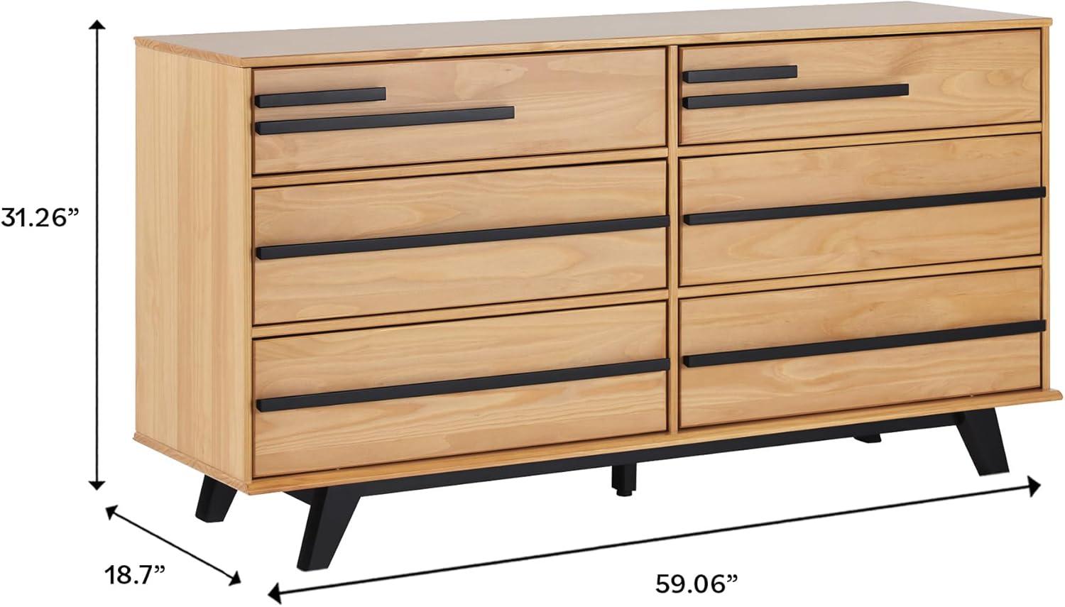 imageWalker Edison Malhia Contemporary Minimalist Solid Wood 6Drawer Dresser 60 Inch Natural Pine60 Inchnatural Pine
