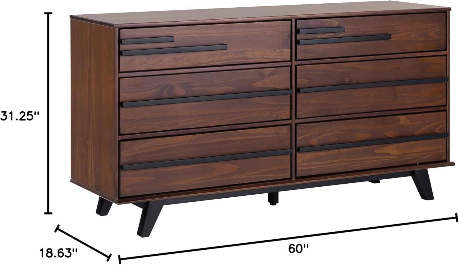 imageWalker Edison Malhia Contemporary Minimalist Solid Wood 6Drawer Dresser 60 Inch Natural Pine60 Inchwalnut