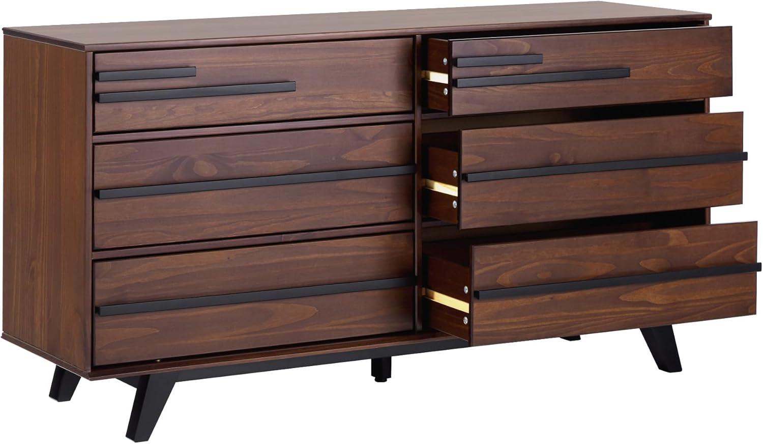 imageWalker Edison Malhia Contemporary Minimalist Solid Wood 6Drawer Dresser 60 Inch Natural Pine60 Inchwalnut