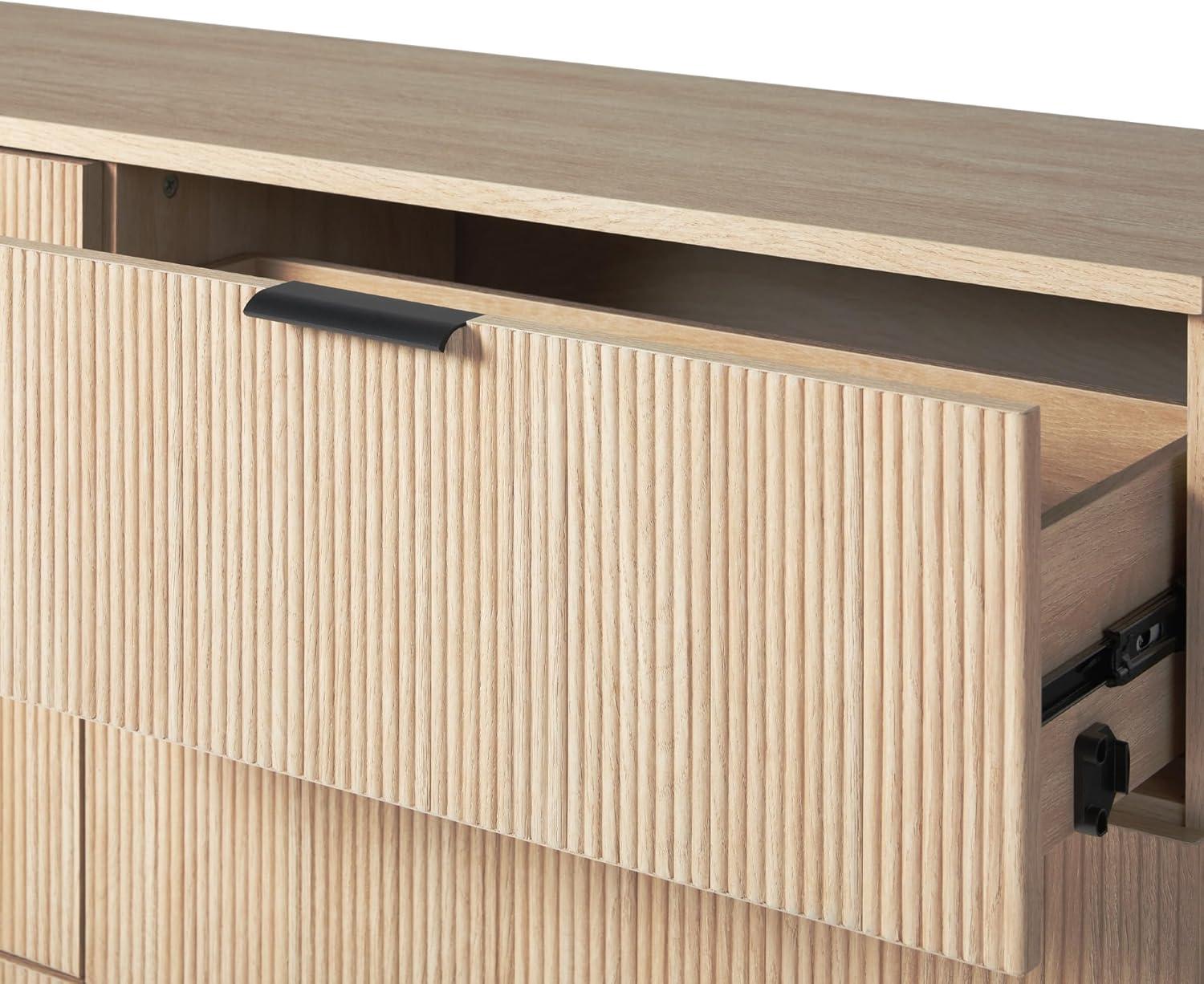 imageWalker Edison MidCentury 6Drawer Chest with Reeded Drawer Fronts 56 Inch Coastal Oak