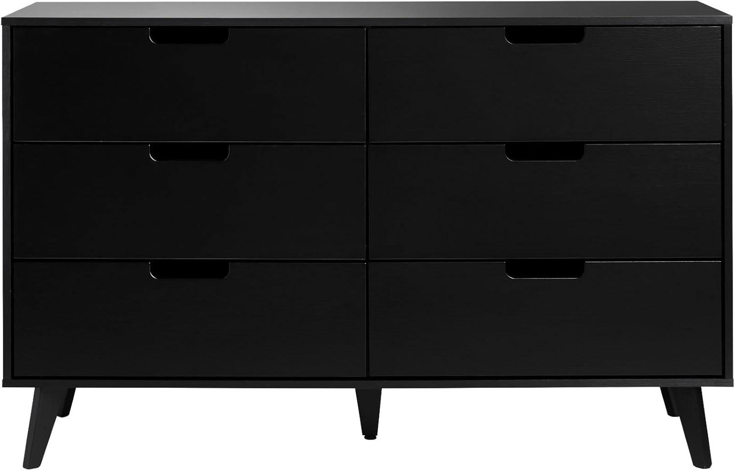 imageWalker Edison Modern 6Drawer Dresser Bedroom Storage Organizer 52 Inch BlackBlack Cutout