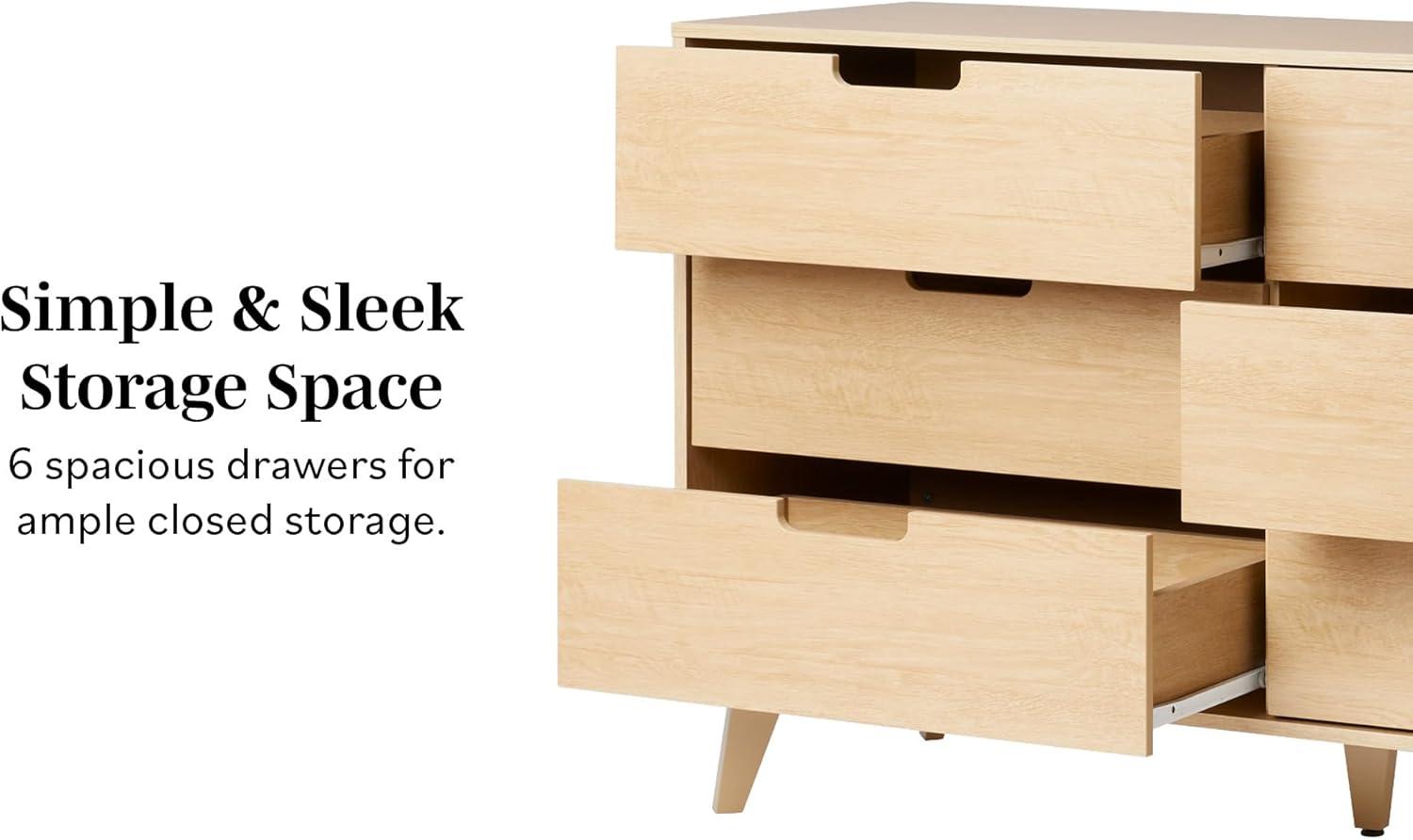 imageWalker Edison Modern 6Drawer Dresser Bedroom Storage Organizer 52 Inch BlackRiviera Cutout