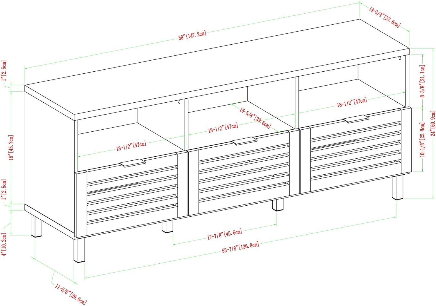 imageWalker Edison Modern Slatted Wood TV Stand for TVs up to 80quot Universal TV Stand for Flat Screen Living Room Storage Cabinets and Shelves Entertainment Center 70 Inch Dark WalnutEnglish Oak