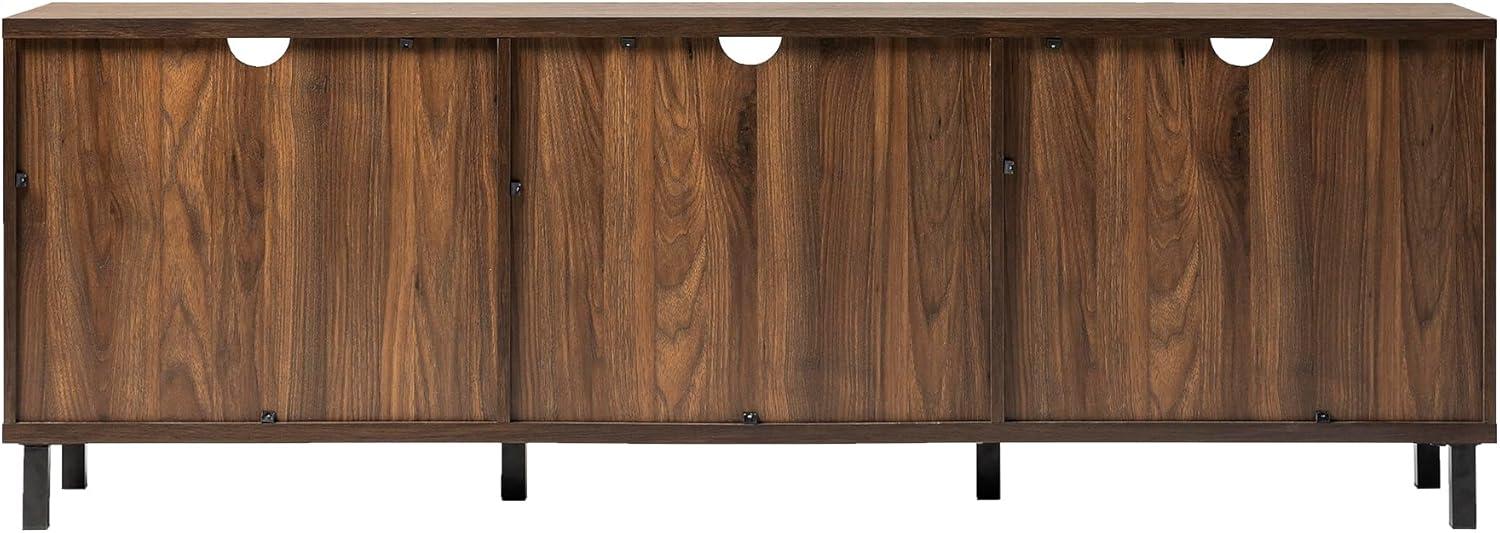 imageWalker Edison Modern Slatted Wood TV Stand for TVs up to 80quot Universal TV Stand for Flat Screen Living Room Storage Cabinets and Shelves Entertainment Center 70 Inch Dark WalnutDark Walnut