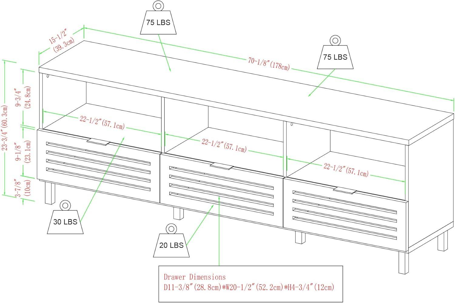 imageWalker Edison Modern Slatted Wood TV Stand for TVs up to 80quot Universal TV Stand for Flat Screen Living Room Storage Cabinets and Shelves Entertainment Center 70 Inch Dark WalnutDark Walnut