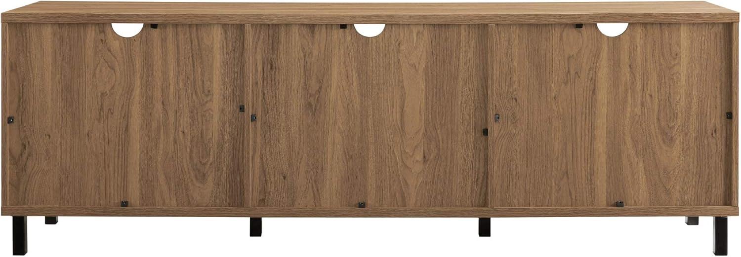 imageWalker Edison Modern Slatted Wood TV Stand for TVs up to 80quot Universal TV Stand for Flat Screen Living Room Storage Cabinets and Shelves Entertainment Center 70 Inch Dark WalnutEnglish Oak