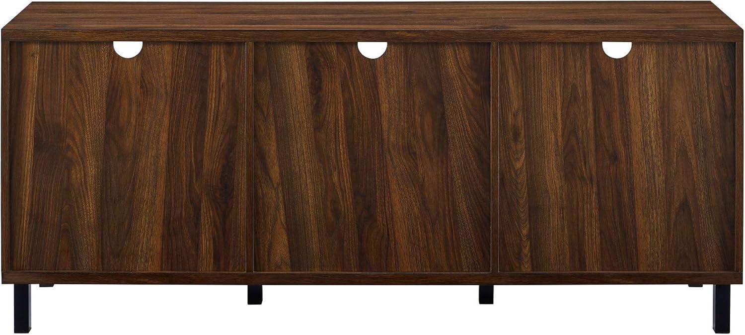 imageWalker Edison Modern Slatted Wood TV Stand for TVs up to 80quot Universal TV Stand for Flat Screen Living Room Storage Cabinets and Shelves Entertainment Center 70 Inch Dark WalnutDark Walnut