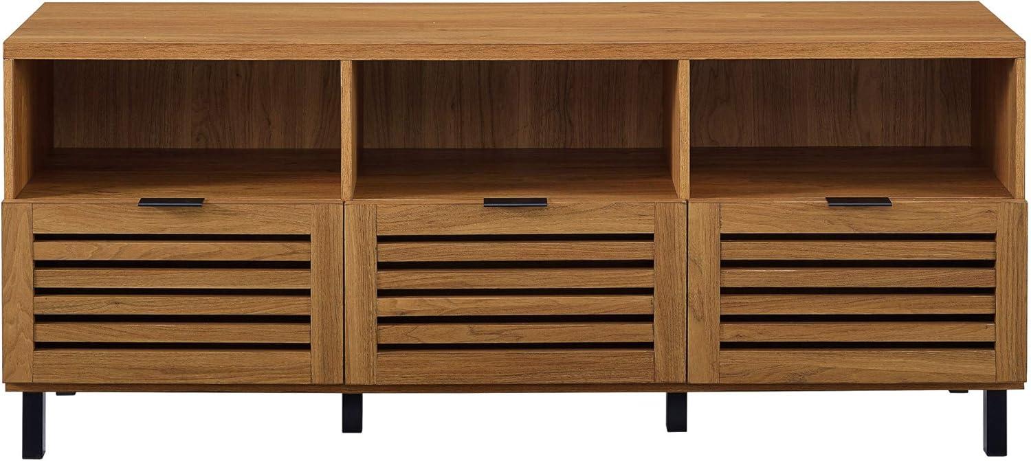 imageWalker Edison Modern Slatted Wood TV Stand for TVs up to 80quot Universal TV Stand for Flat Screen Living Room Storage Cabinets and Shelves Entertainment Center 70 Inch Dark WalnutEnglish Oak