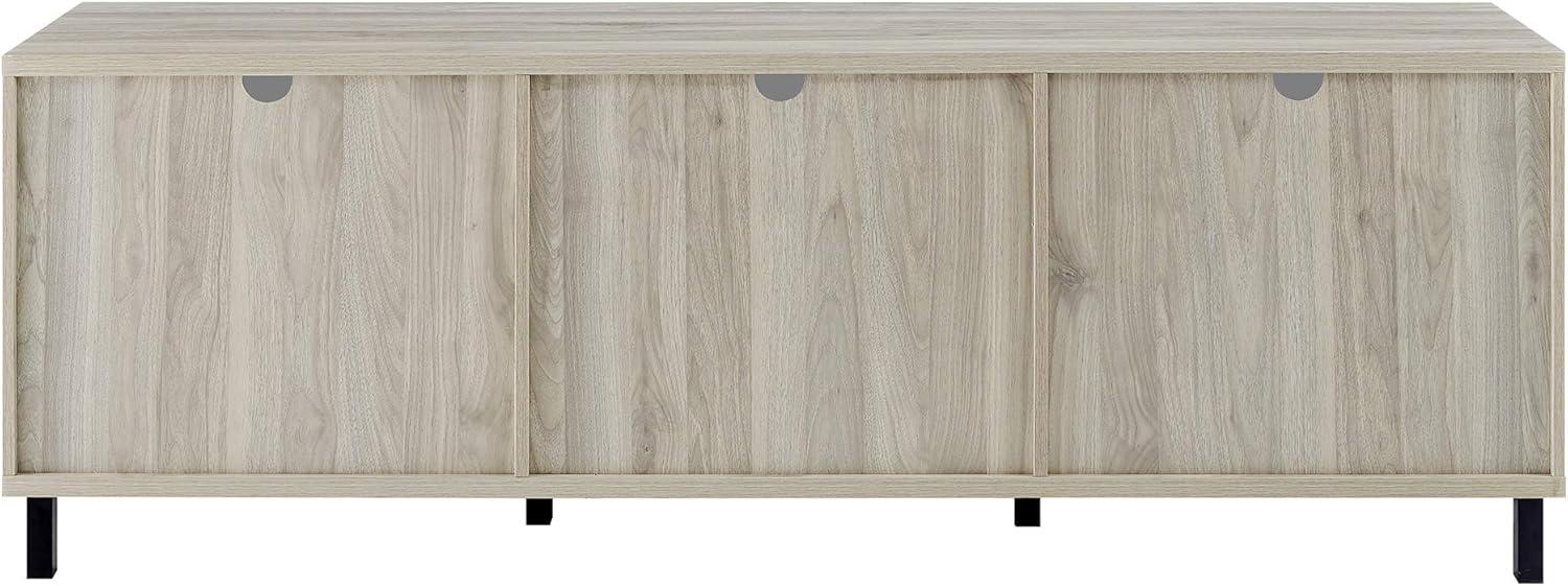 imageWalker Edison Modern Slatted Wood TV Stand for TVs up to 80quot Universal TV Stand for Flat Screen Living Room Storage Cabinets and Shelves Entertainment Center 70 Inch Dark WalnutBirch