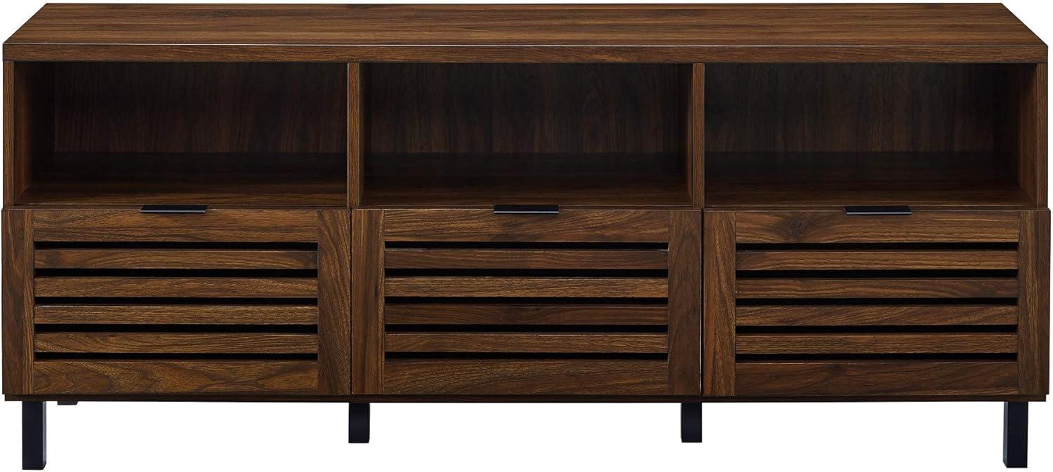 imageWalker Edison Modern Slatted Wood TV Stand for TVs up to 80quot Universal TV Stand for Flat Screen Living Room Storage Cabinets and Shelves Entertainment Center 70 Inch Dark WalnutDark Walnut