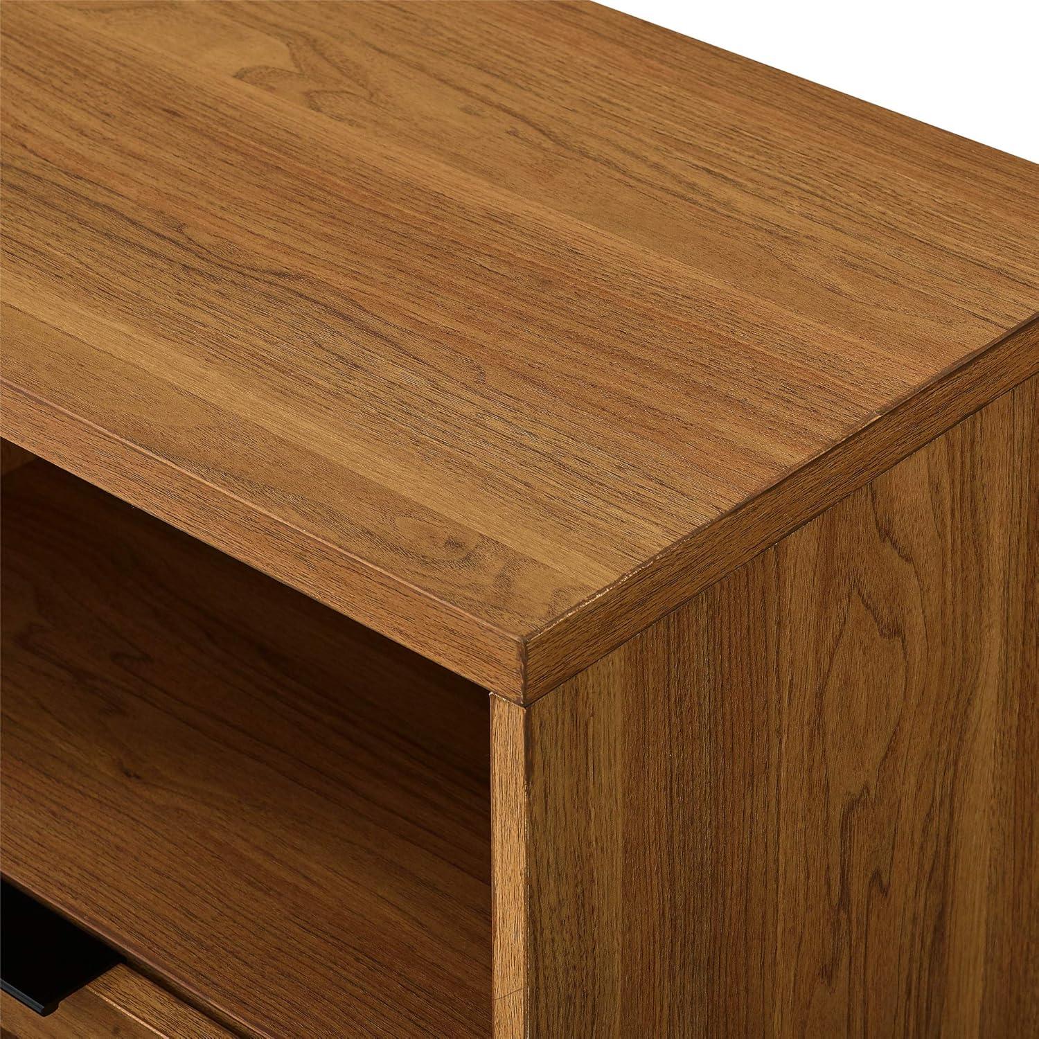 imageWalker Edison Modern Slatted Wood TV Stand for TVs up to 80quot Universal TV Stand for Flat Screen Living Room Storage Cabinets and Shelves Entertainment Center 70 Inch Dark WalnutEnglish Oak