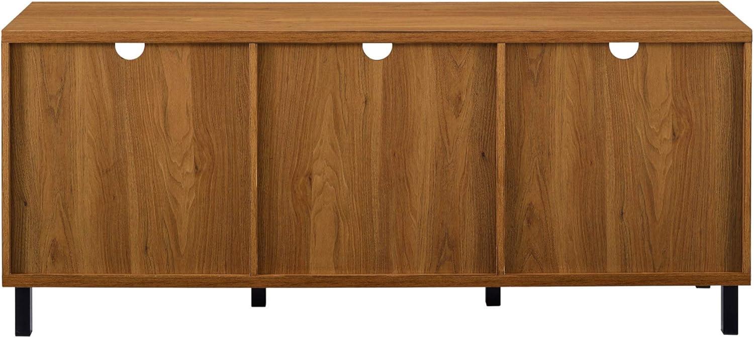 imageWalker Edison Modern Slatted Wood TV Stand for TVs up to 80quot Universal TV Stand for Flat Screen Living Room Storage Cabinets and Shelves Entertainment Center 70 Inch Dark WalnutEnglish Oak