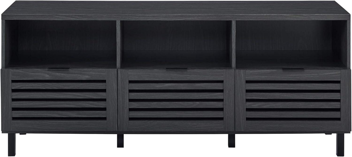 imageWalker Edison Modern Slatted Wood TV Stand for TVs up to 80quot Universal TV Stand for Flat Screen Living Room Storage Cabinets and Shelves Entertainment Center 70 Inch Dark WalnutGraphite