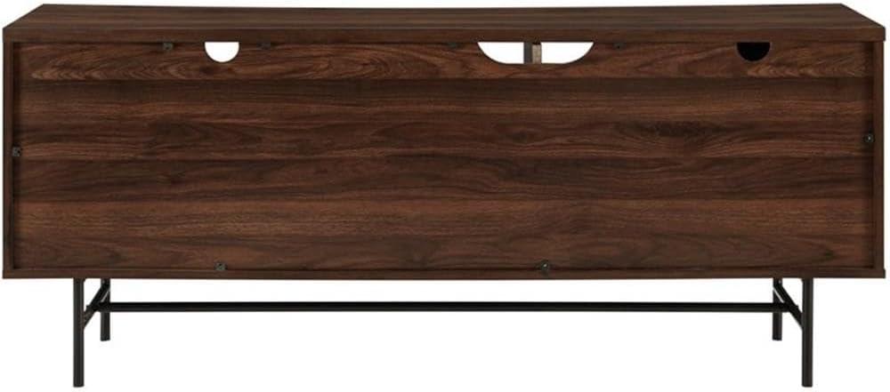 imageWalker Edison Modern Wood TV Stand with Record Storage for TVs up to 65quot Flat Screen Universal TV Console Living Room Storage Cabinet Doors Shelves Entertainment Center 60 Inch Dark WalnutDark Walnut