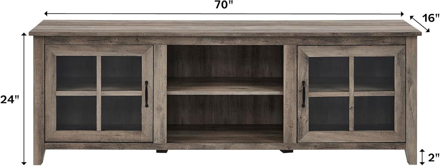 imageWalker Edison Portsmouth Classic 2 Glass Door TV Stand for TVs up to 80 Inches 70 Inch Dark WalnutGrey Wash