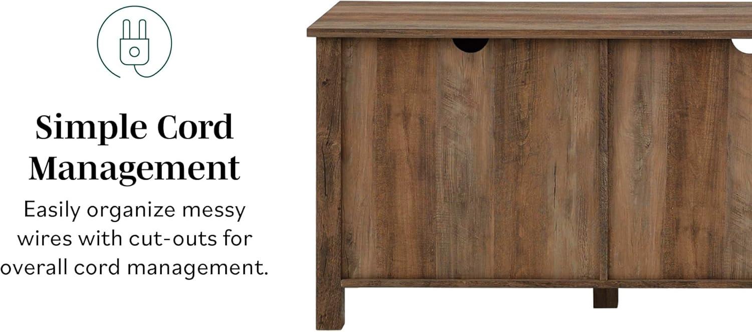 imageWalker Edison Portsmouth Classic 2 Glass Door TV Stand for TVs up to 80 Inches 70 Inch Dark WalnutRustic Oak