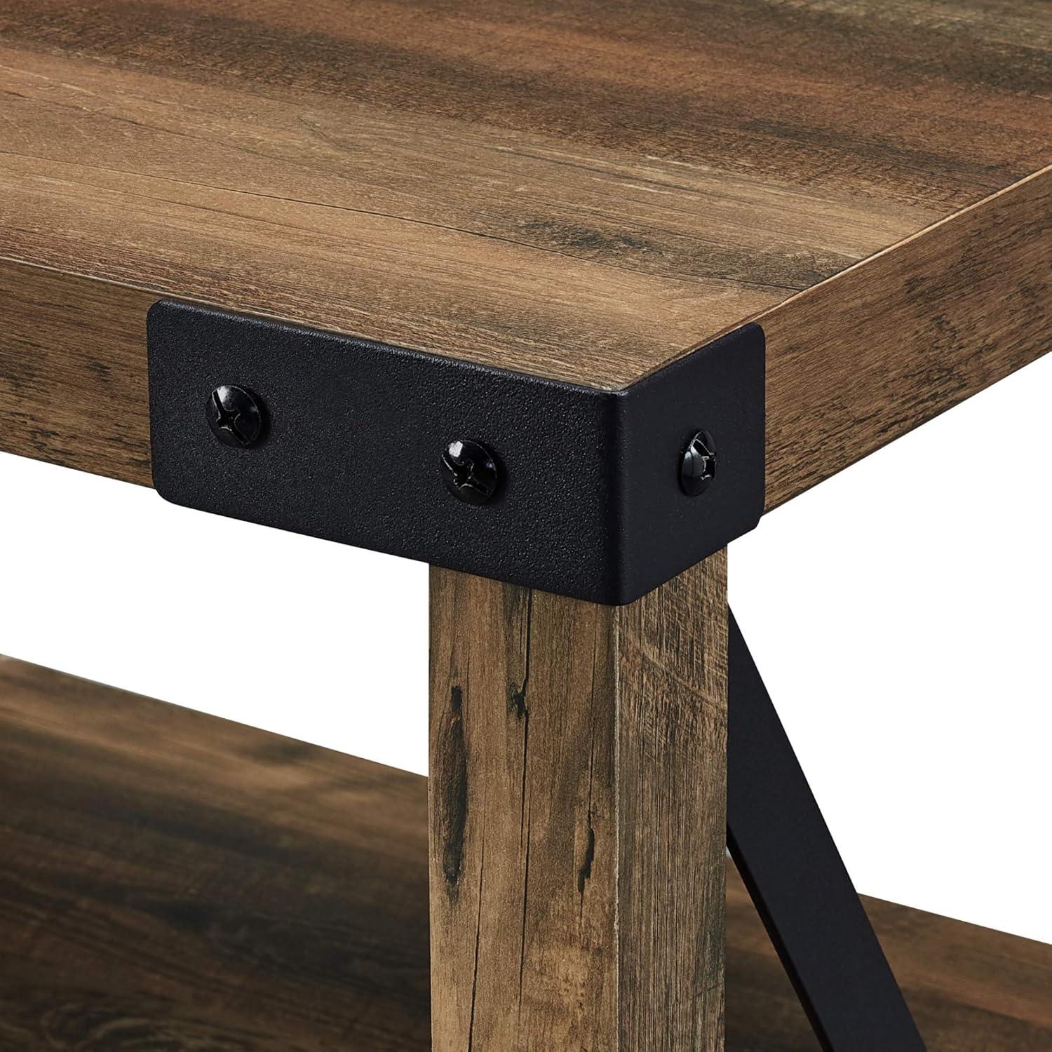 imageWalker Edison Rustic Modern Farmhouse Metal and Wood TV Stand for TVs up to 80quot Universal TV Stand for Flat Screen Living Room Storage Cabinets and Shelves Entertainment Center 70 Inch Rustic Oak