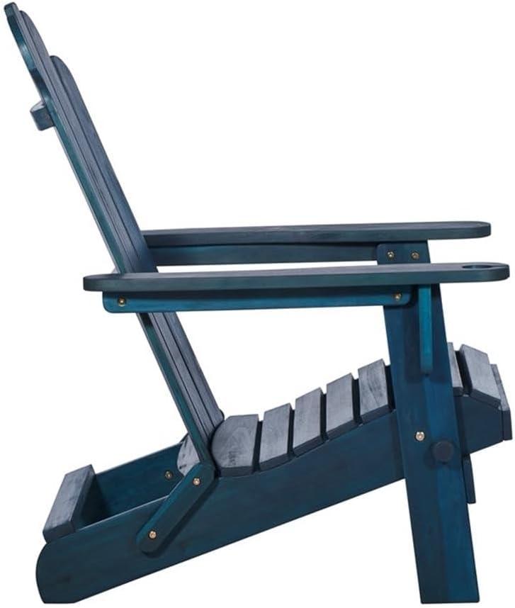 imageWalker Edison Sully Classic Solid Acacia Wood Outdoor Folding Adirondack Chair 38 Inch White WashNavy Blue Wash