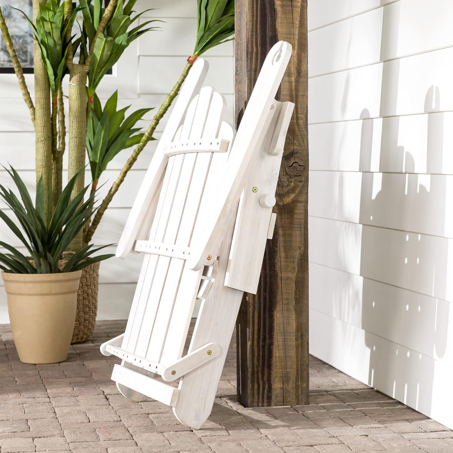 imageWalker Edison Sully Classic Solid Acacia Wood Outdoor Folding Adirondack Chair 38 Inch White WashWhite Wash