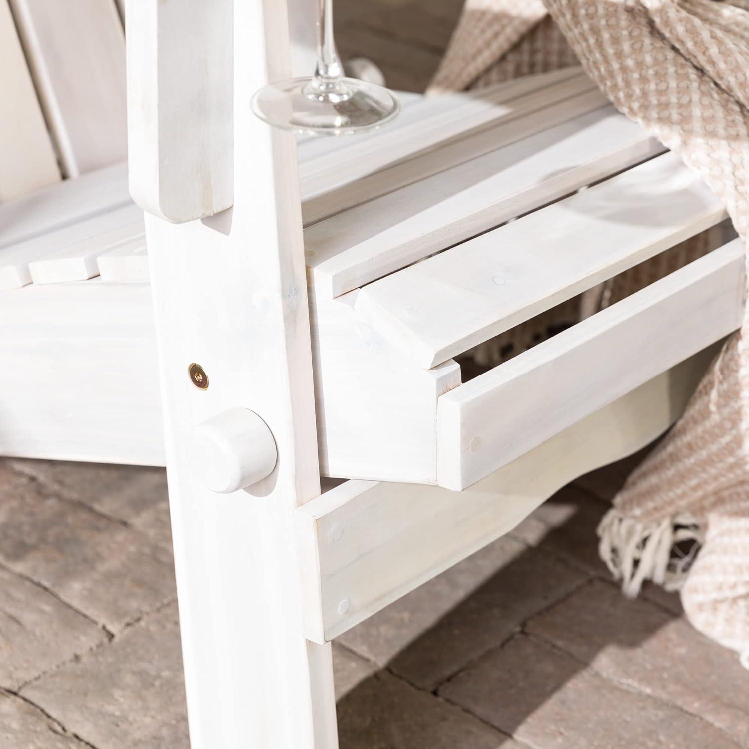 imageWalker Edison Sully Classic Solid Acacia Wood Outdoor Folding Adirondack Chair 38 Inch White WashWhite Wash