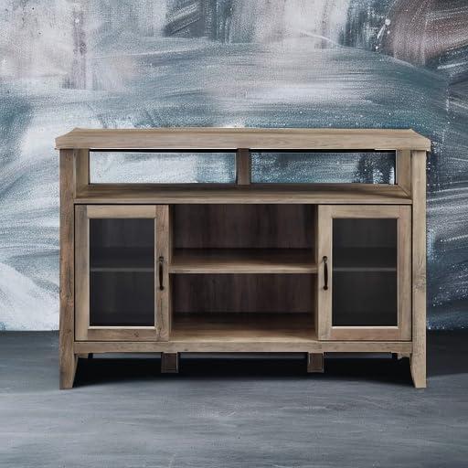 imageWalker Edison Tall Wood Universal TV Stand with Open Storage For TVs up to 58quot Flat Screen Living Room Storage Entertainment Center 52 Inch GreyGrey