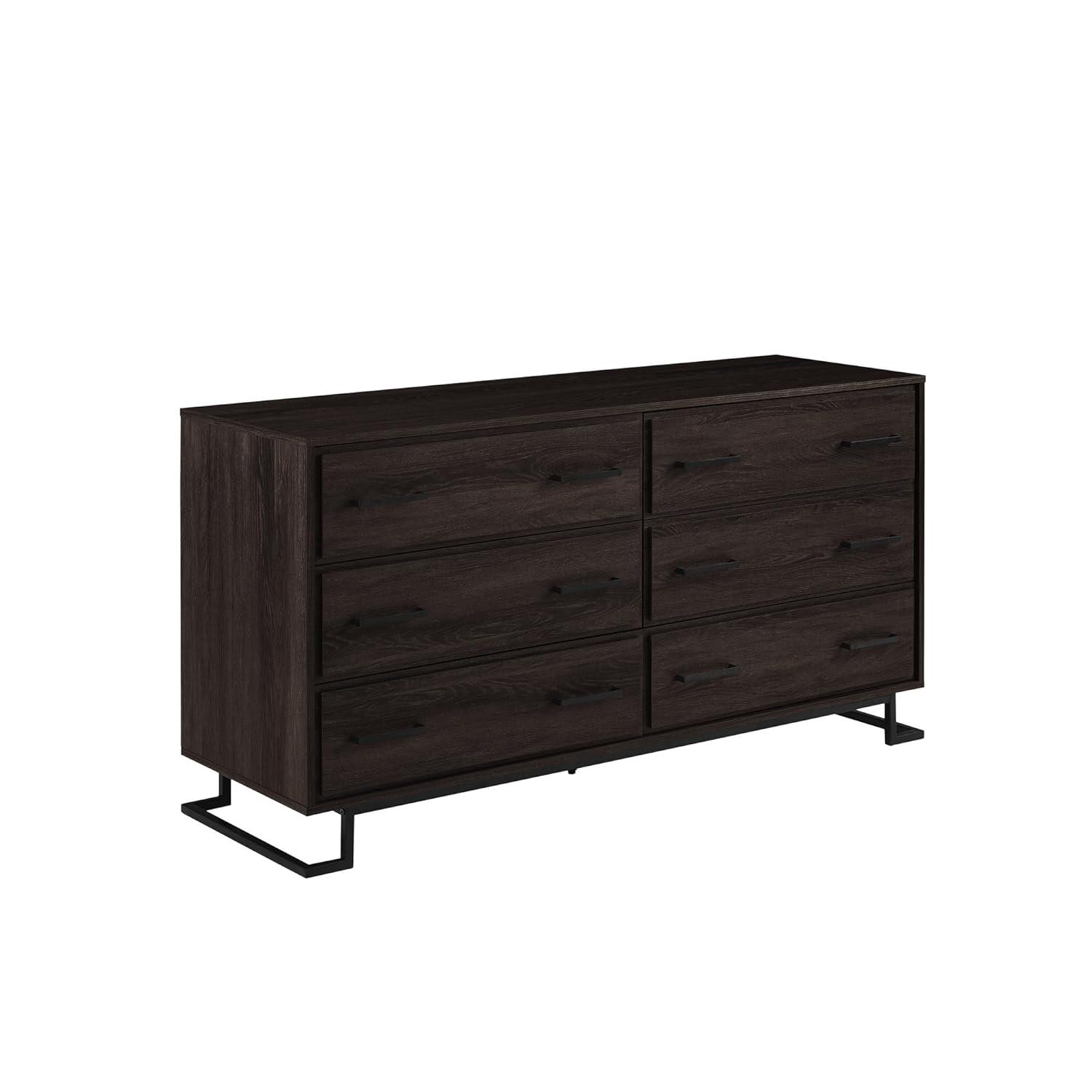 imageWalker Edison Togo Contemporary Metal and Wood 6Drawer Dresser 56 Inch Coastal Oak