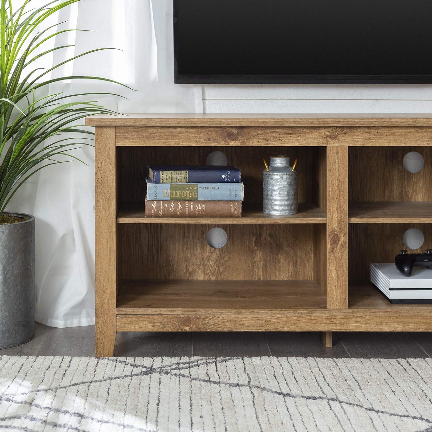 imageWalker Edison Wren Classic 6 Cubby TV Stand for TVs up to 80 Inches 70 Inch BlackBarnwood