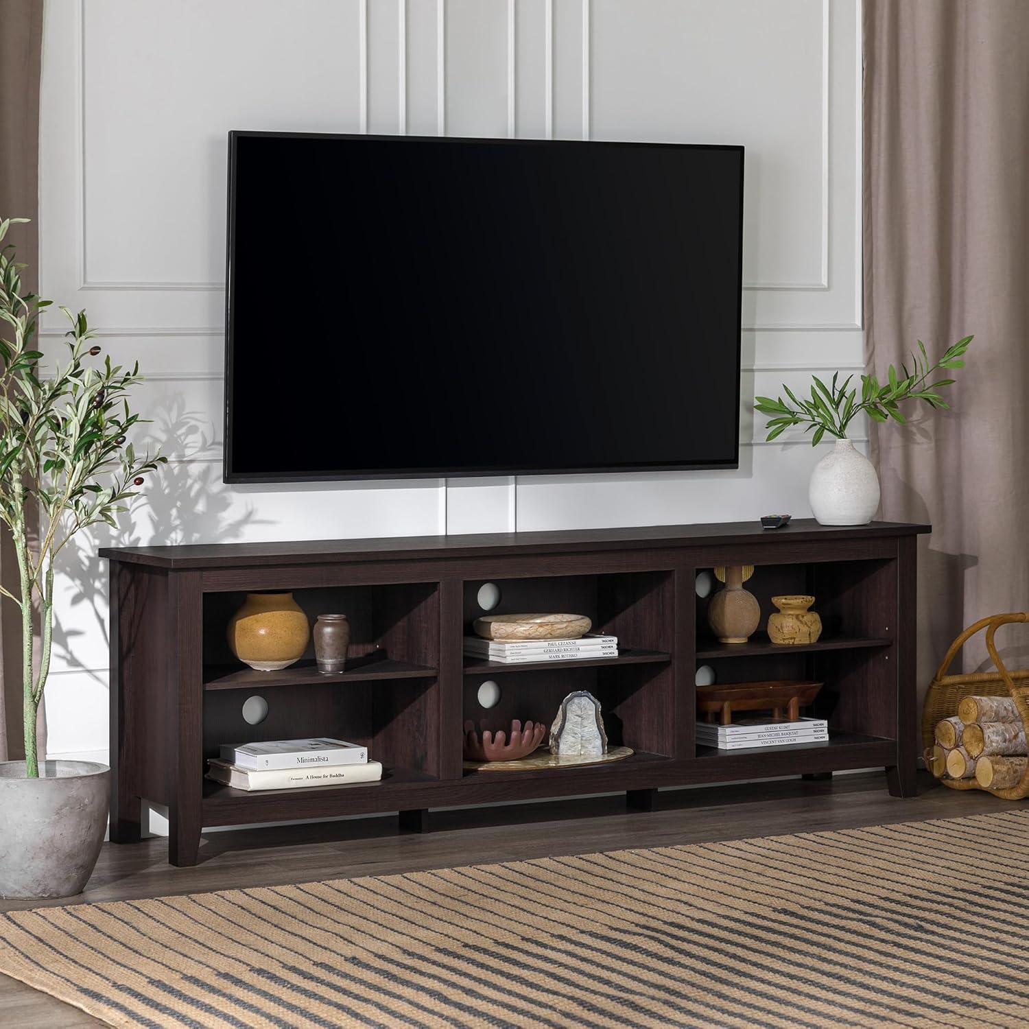 imageWalker Edison Wren Classic 6 Cubby TV Stand for TVs up to 80 Inches 70 Inch BlackEspresso