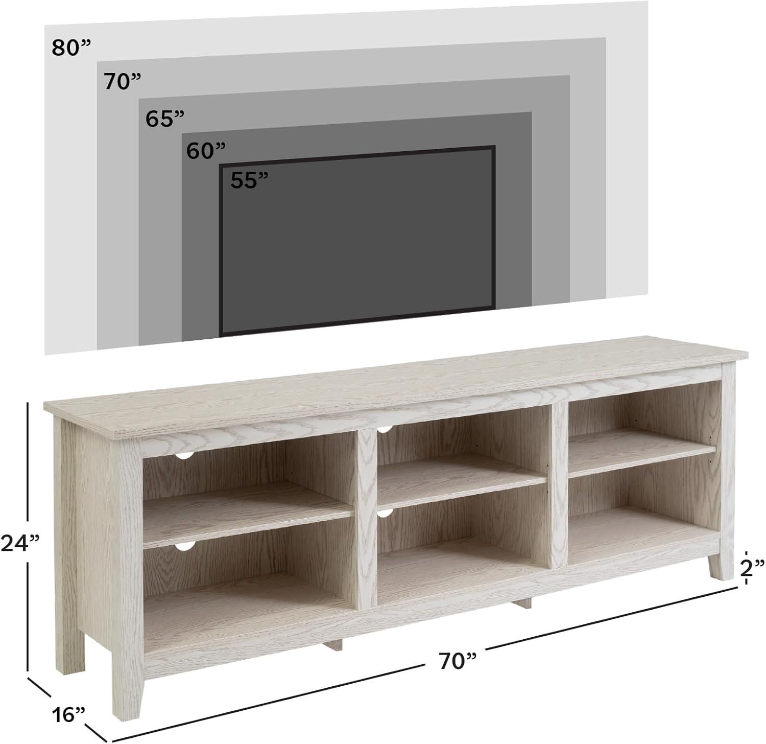 imageWalker Edison Wren Classic 6 Cubby TV Stand for TVs up to 80 Inches 70 Inch BlackWhite Wash