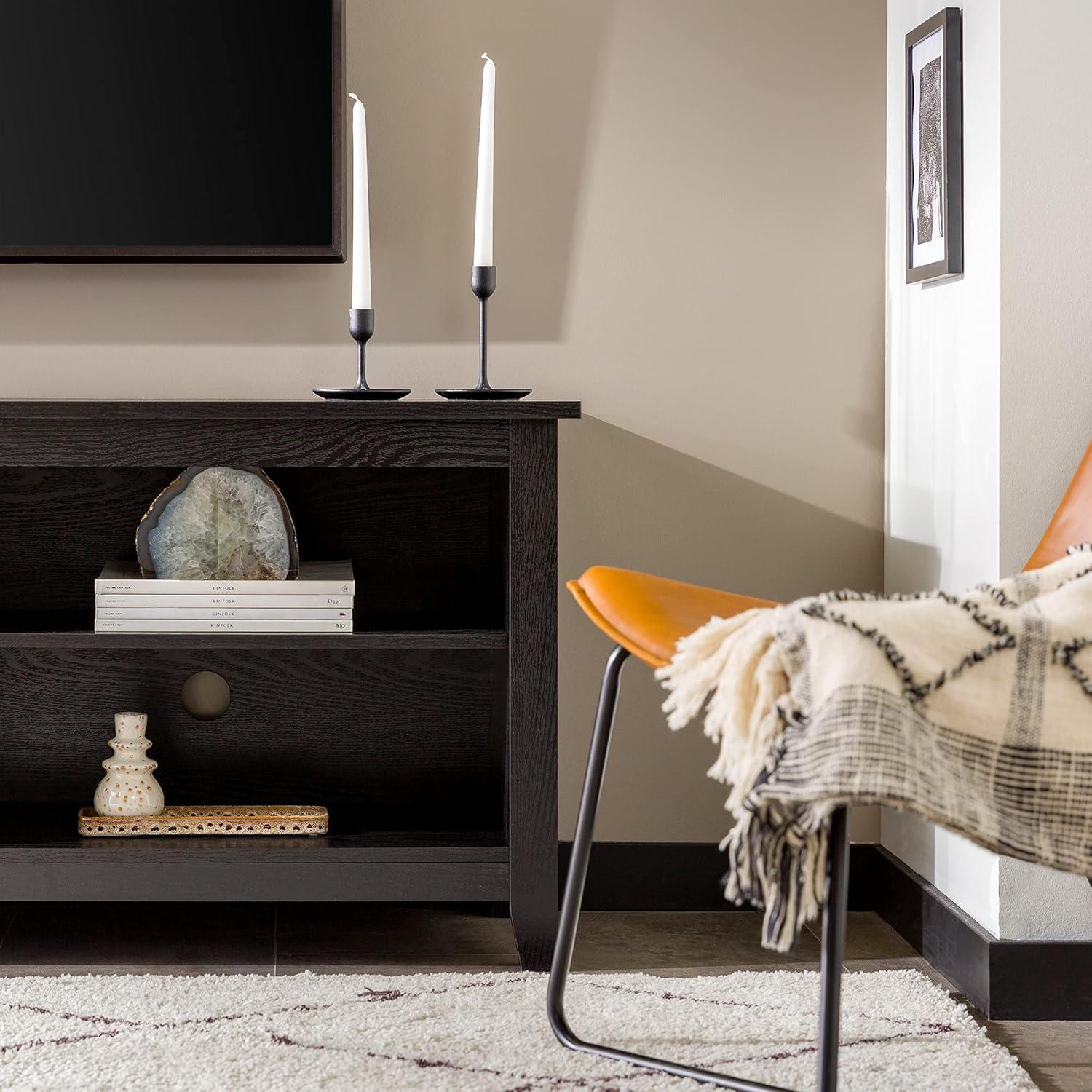 imageWalker Edison Wren Classic TV Console Entertainment Media Stand with Storage for Televisions up to 65 Inches 58 Inch BlackBlack