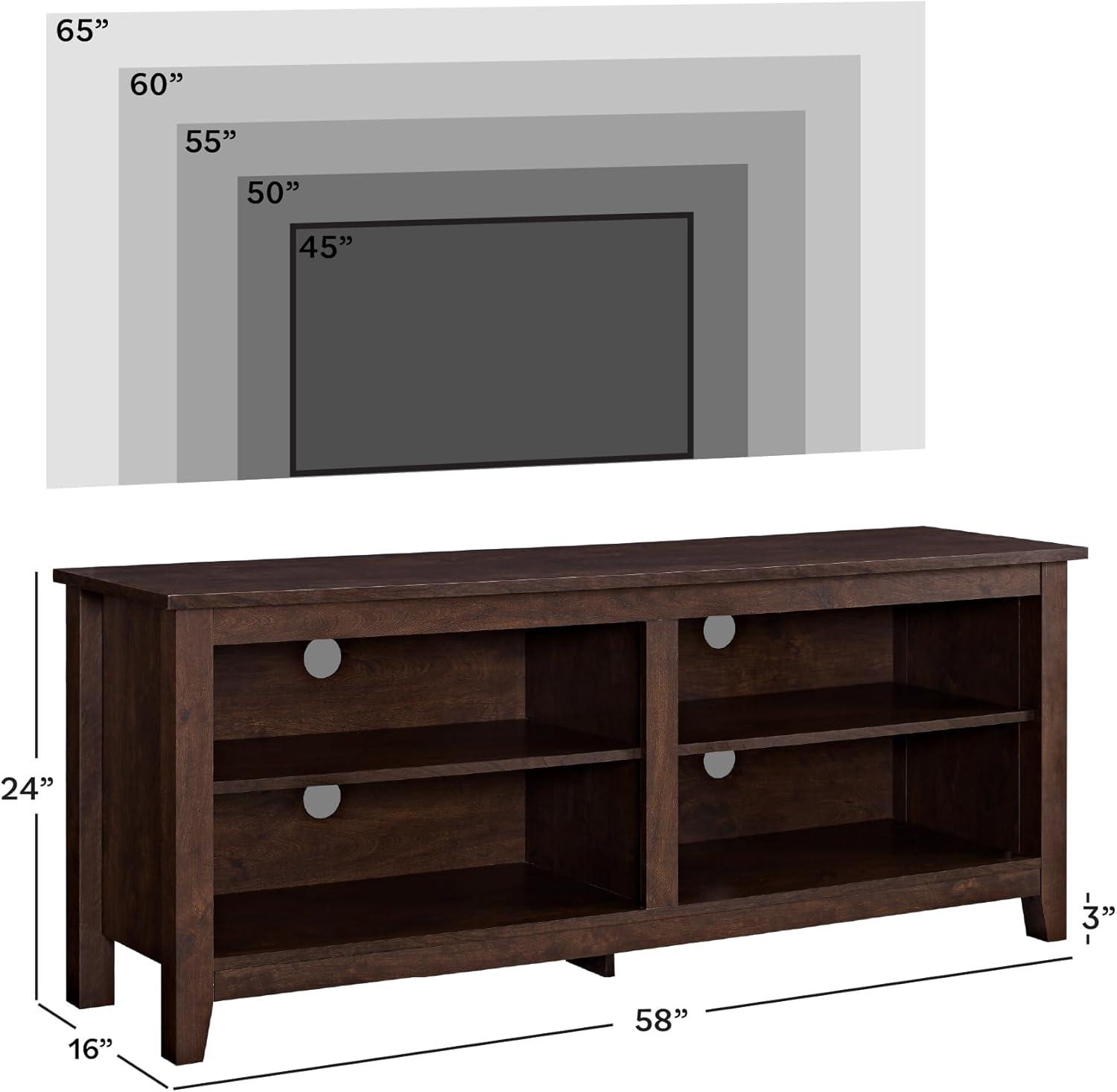 imageWalker Edison Wren Classic TV Console Entertainment Media Stand with Storage for Televisions up to 65 Inches 58 Inch BlackBrown