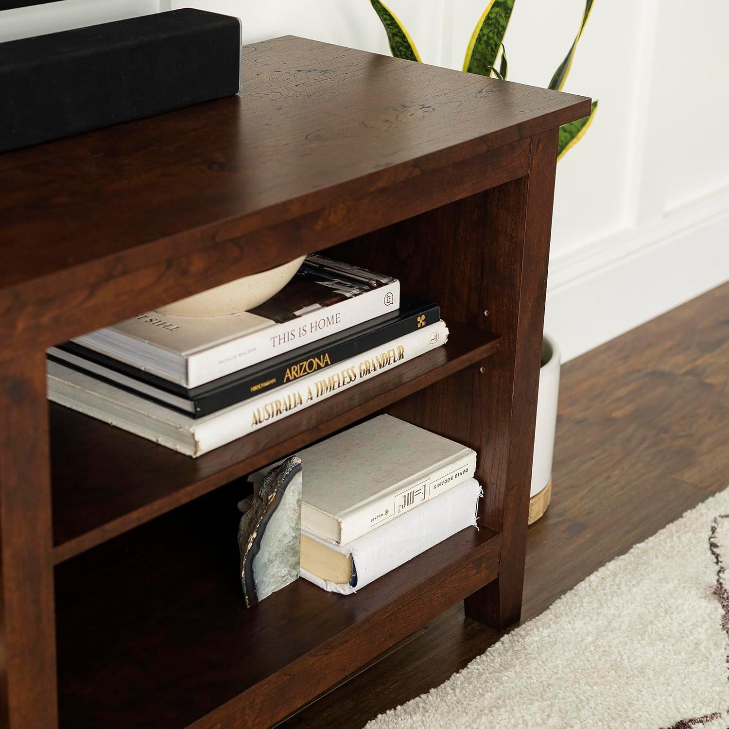 imageWalker Edison Wren Classic TV Console Entertainment Media Stand with Storage for Televisions up to 65 Inches 58 Inch BlackBrown