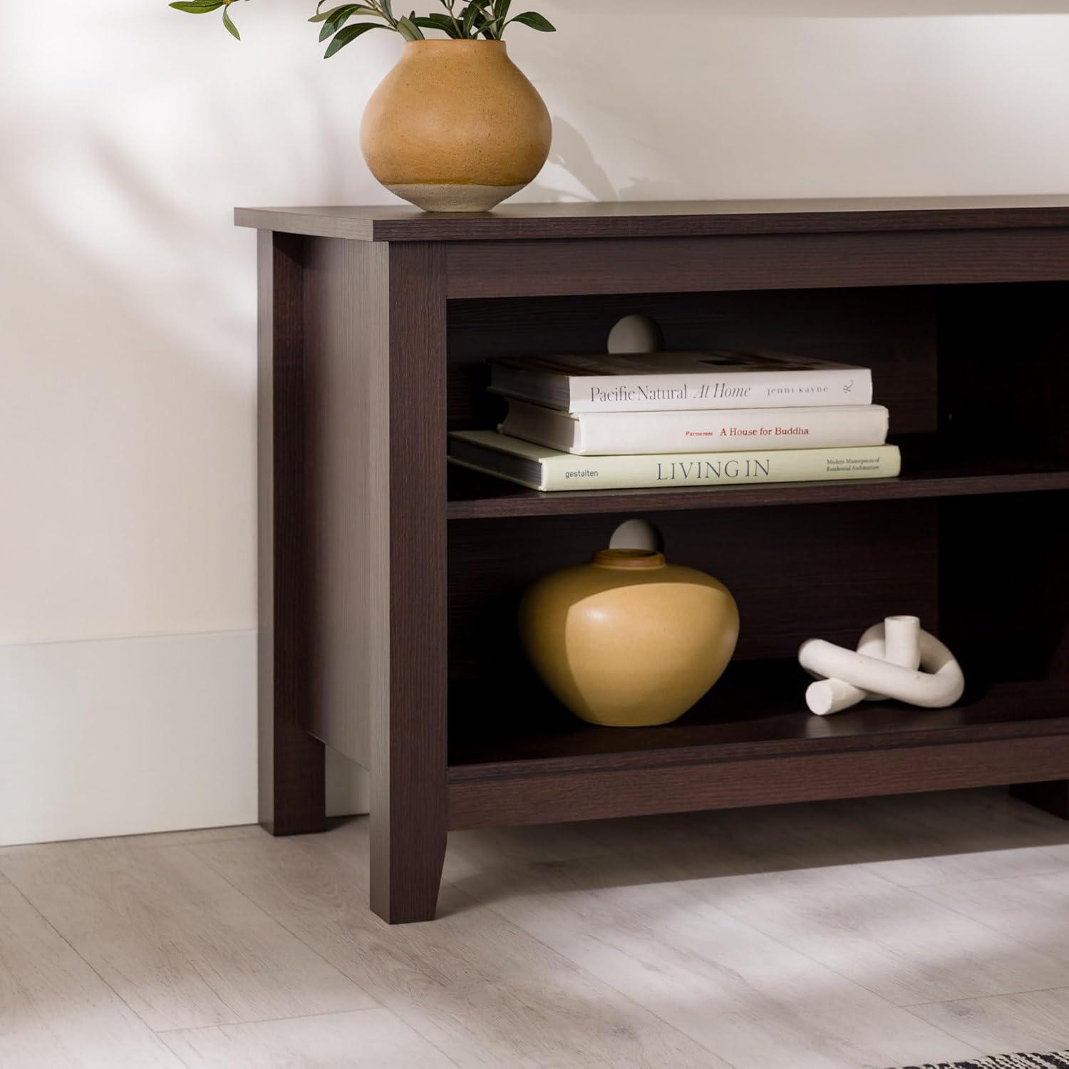 imageWalker Edison Wren Classic TV Console Entertainment Media Stand with Storage for Televisions up to 65 Inches 58 Inch BlackEspresso