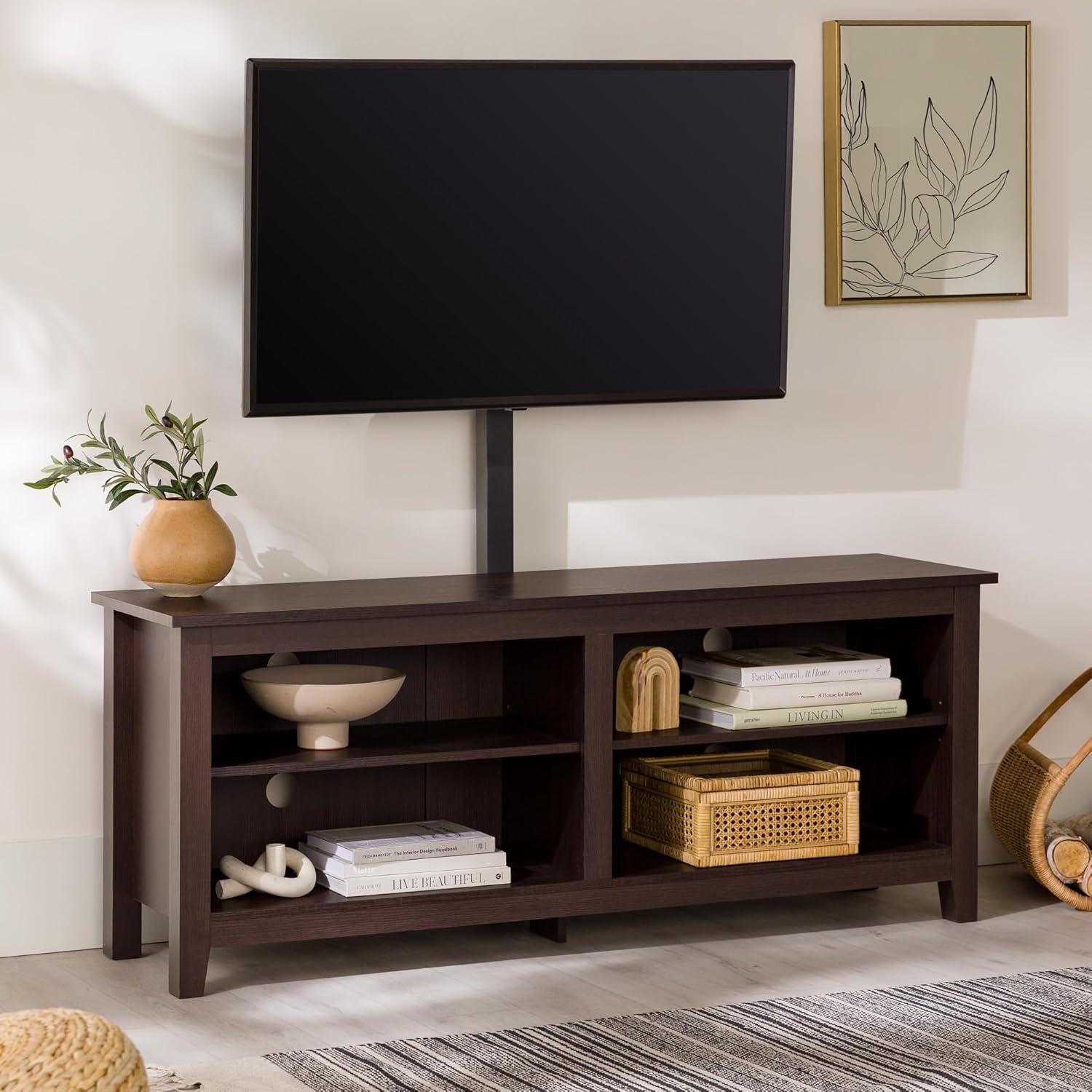 imageWalker Edison Wren Classic TV Console Entertainment Media Stand with Storage for Televisions up to 65 Inches 58 Inch BlackEspresso