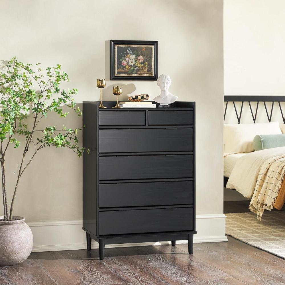 imageWalker Edison Blythe MidCentury Modern TrayTop Solid Wood 6Drawer Dresser 30 Inch BlackBlackt