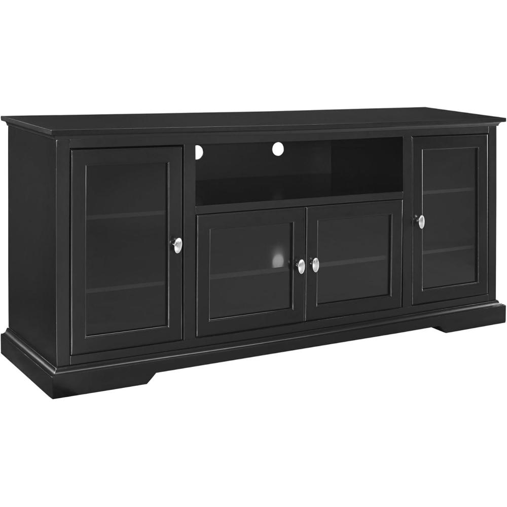 imageWalker Edison Brahm Classic Glass Door Storage TV Console for TVs up to 80 Inches 70 Inch BlackBlack