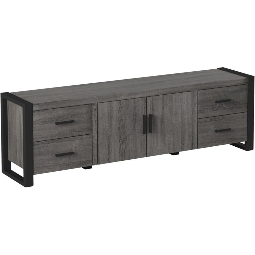 imageWalker Edison Industrial Modern Wood Universal TV Stand with Cabinet Doors for TVs up to 80quot Living Room Storage Shelves Entertainment Center 70 Inch CharcoalCharcoal